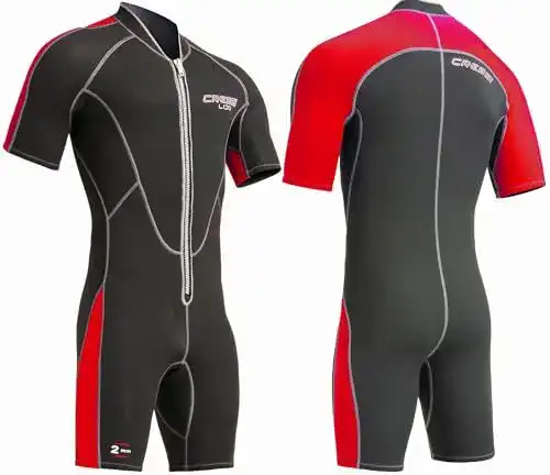 Cressi Lido Man 2MM Neoprenanzug für Herren in Schwarz/Rot, Größe 4/L