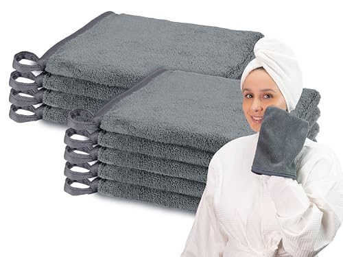 Waschlappen Set von ZOLLNER24, 9 Stück Mikrofaser 16×21 cm, anthrazit