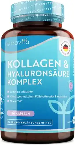 Kollagen und Hyaluronsäure Komplex von Nutravita – 180 Kapseln