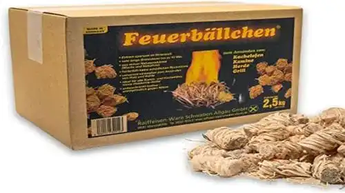 Holzwolle Anzünder für Grill und Kamin, 2,5 kg Schachtel