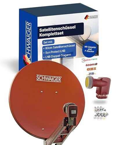 Satellitenschüssel Set 80 cm SCHWAIGER 4647 für Fernsehen und Radio