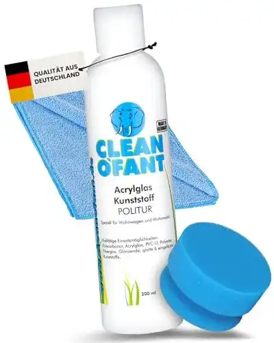 Kunststoff Politur Set CLEANOFANT für Acrylglas mit 200 ml Politur