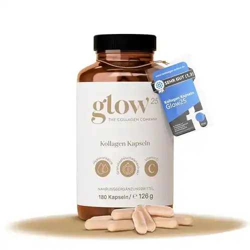 Kollagen Glow25 Kapseln hochdosiert mit Hyaluronsäure und Vitamin C