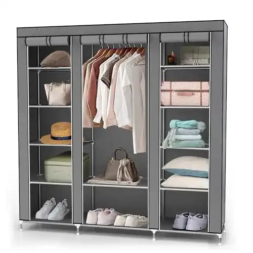 Stoffschrank Intirilife Faltschrank 150x175x45 cm in Aschgrau