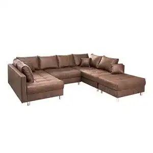 U-Sofa Riess Ambiente XXL Sofa Kent 303 cm in Braun mit Federkern