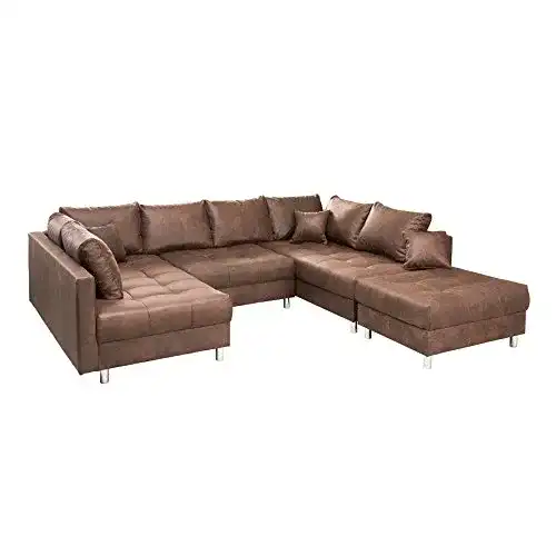 U-Sofa Riess Ambiente XXL Sofa Kent 303 cm in Braun mit Federkern