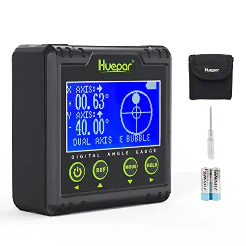 Digitaler Winkelmesser Huepar mit elektrischer Libelle und Dual-Achsen-Funktion