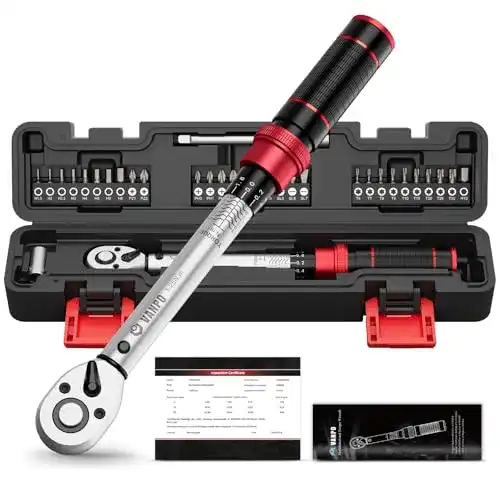 Vanpo Drehmomentschlüssel 1/4 Zoll, 1-25 Nm, 32-teiliges Set