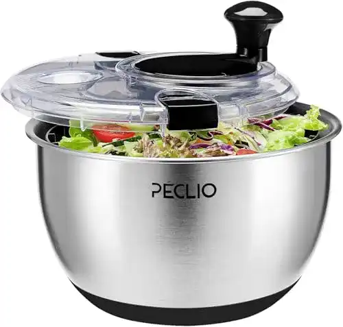 Salatschleuder Peclio Edelstahl 18/10 mit Kurbelantrieb