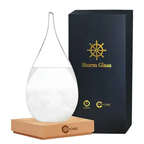 Sturmglas 3Dhome Transparentes Wassertropfen mit Holzbasis für Wettervorhersage
