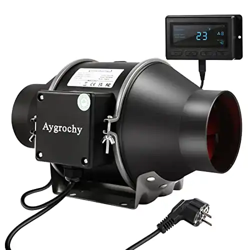 Rohrventilator Aygrochy 100 mm mit Temperatur- und Feuchtigkeitsregler
