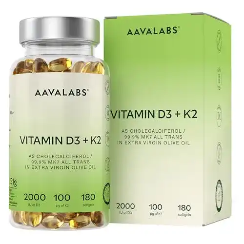 Vitamin D3 und K2 hochdosiert von Aavalabs – Nahrungsergänzung