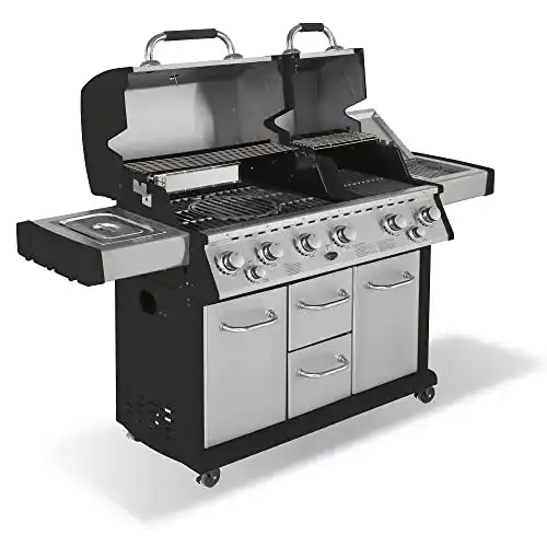 Justus 6-Brenner Gasgrill Mars Pro in Schwarz mit Seitenbrenner
