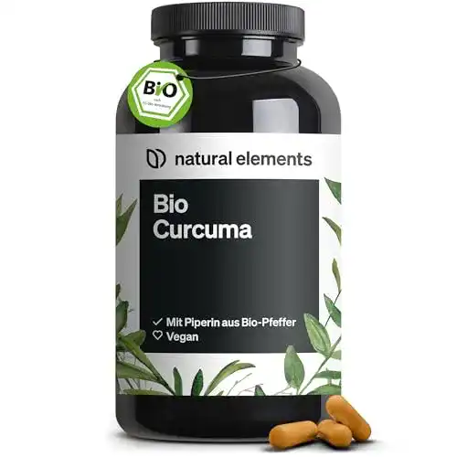 Kurkuma-Kapseln Natural Elements Bio Curcuma mit schwarzem Pfeffer