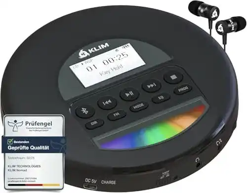 KLIM Nomad Tragbarer CD-Player mit langlebigem Akku