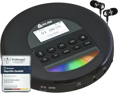 KLIM Nomad Tragbarer CD-Player mit langlebigem Akku