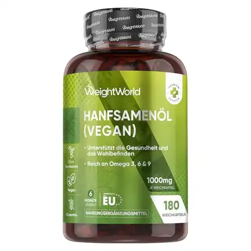 Hanföl-Kapseln von Weightworld – Vegane Softgels mit Hanfsamenöl