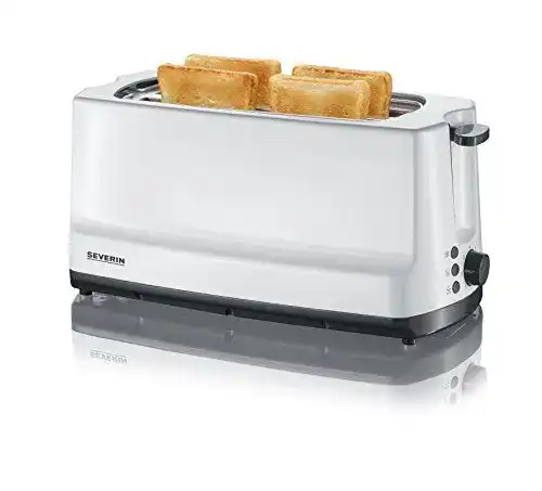 SEVERIN Doppel-Langschlitztoaster in Weiß mit Brötchenaufsatz