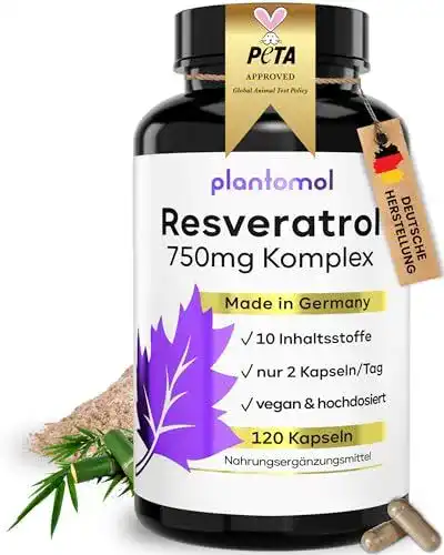 Resveratrol Kapseln von plantomol mit 750mg hochdosiert 120 Stück
