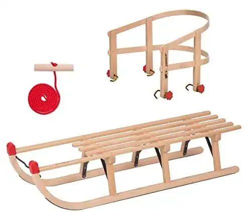 Schlitten mit Lehne von KS-Direkt, 110 cm Holzschlitten
