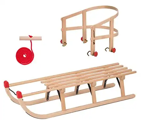 Schlitten mit Lehne von KS-Direkt, 110 cm Holzschlitten