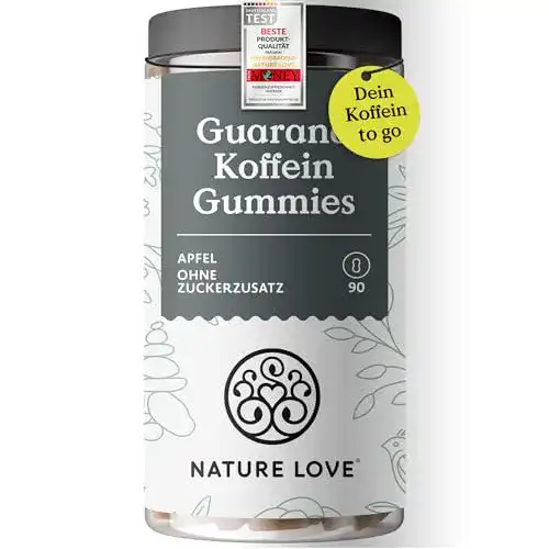 Koffeintabletten Guarana Koffein Gummies von Nature Love 90 Stück