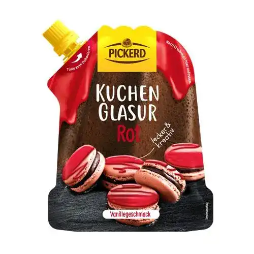 Kuchenglasur Pickerd Rot mit Vanillegeschmack 125g
