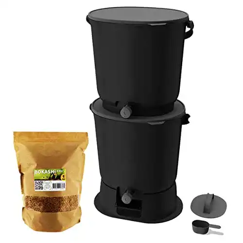Bokashi Eimer Moutta und Bokashi Organko Essential Schwarz 15,3L