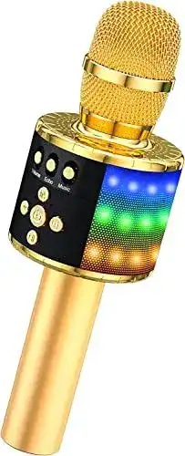 Bonaok Karaoke Mikrofon für Kinder mit Bluetooth und LED-Beleuchtung