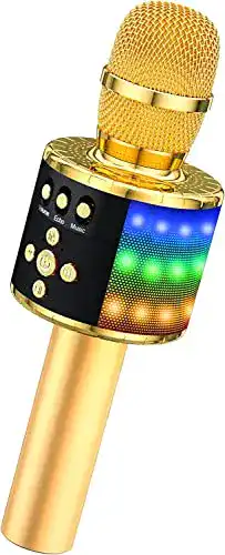 Bonaok Karaoke Mikrofon für Kinder mit Bluetooth und LED-Beleuchtung