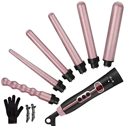 Lockenstab NWOUIIAY Set 6 in 1 mit 9-25mm Aufsätzen