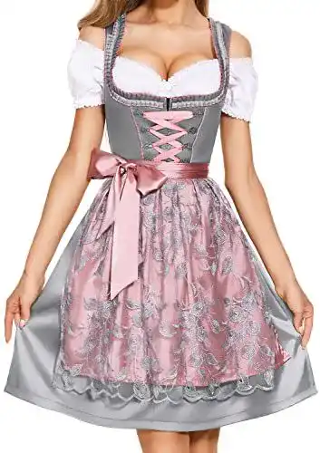 Dirndl Damen AMZHOTER Midi Trachtenkleid für verschiedene Anlässe