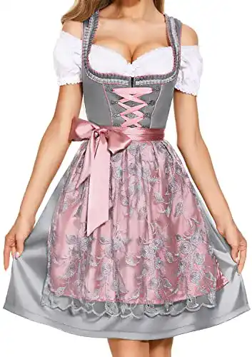 Dirndl Damen AMZHOTER Midi Trachtenkleid für verschiedene Anlässe
