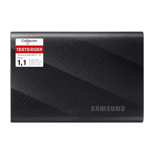 Samsung Portable SSD T9 1 TB mit 2000 MB/s Übertragungsgeschwindigkeit