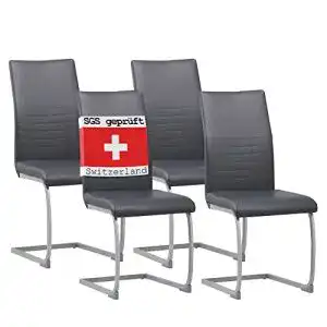 Freischwinger Stuhl Murano 4er Set in Grau Modernes Design für Esszimmer