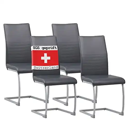 Freischwinger Stuhl Murano 4er Set in Grau Modernes Design für Esszimmer