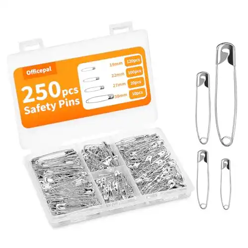 Sicherheitsnadeln Officepal 4er-Pack mit 250 Stück aus rostfreiem Stahl