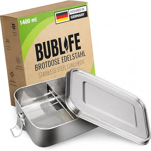 Bublife Brotdose aus Metall 1400ml für Kinder und Erwachsene