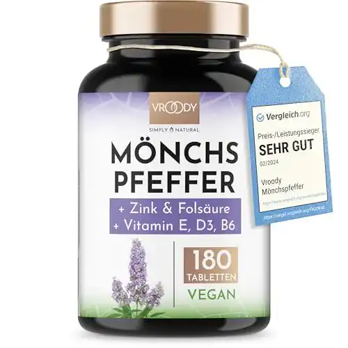 Mönchspfeffer Plus mit Folsäure, Zink und Vitamin D3 – 180 Tabletten