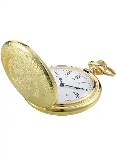 Taschenuhr Pangda Vintage Goldstahl Herren Uhr mit Kette für Geschenke