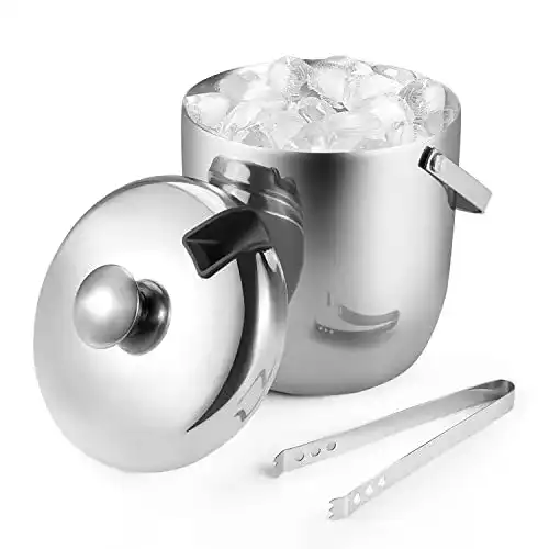 Eiskübel Loncwo 3 Liter aus Edelstahl mit Eiszange und Sieb
