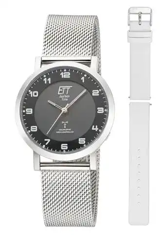 Funk-Solaruhr Damen Ett Eco Tech Time mit Edelstahl und Lederarmband