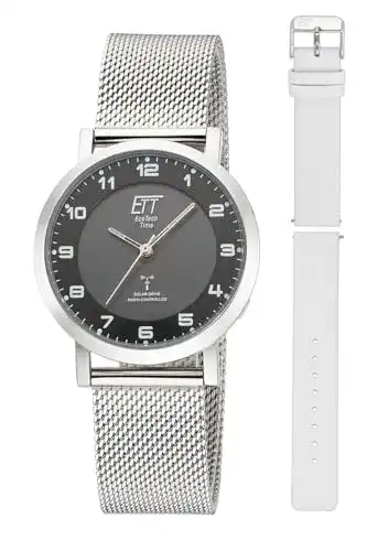 Funk-Solaruhr Damen Ett Eco Tech Time mit Edelstahl und Lederarmband