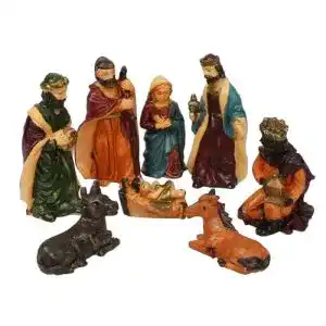 Krippenfigur Set für Weihnachtskrippe mit 8 Figuren zur Dekoration