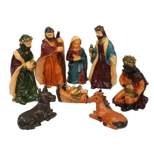 Krippenfigur Set für Weihnachtskrippe mit 8 Figuren zur Dekoration
