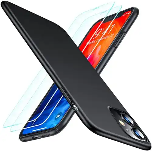 TORRAS Ultra Dünne iPhone 11 Hülle mit 9H Displayschutz und Matt-Finish