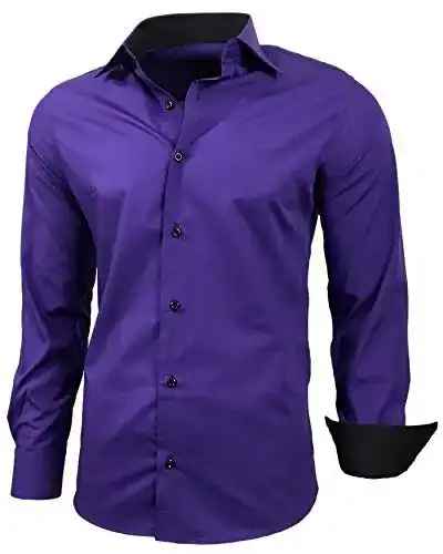 Baxboy Herren Slim-Fit Hemd bügelleicht für Anzug und Freizeit