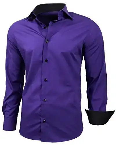 Baxboy Herren Slim-Fit Hemd bügelleicht für Anzug und Freizeit