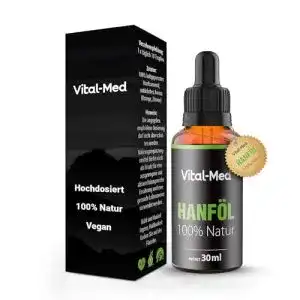 Hanföl-Tropfen Vitalmed hochdosiert mit 30ML und Omega 3-6-9