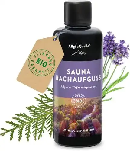 Bio-Saunaaufguss AllgäuQuelle mit Bio-Ölen für Tiefenentspannung